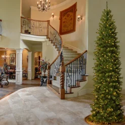 Best 9 ft. Pre-Lit North Valley Spruce Pencil Slim Tree with Clear Lights Pencil Slim|9 To 9.5 Feet