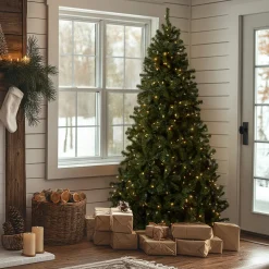Best 7.5 ft. Pre-Lit North Valley Spruce Tree with PowerConnect Dual Color LED Lights Full|Pre-Lit