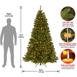 Best 7.5 ft. Pre-Lit North Valley Spruce Tree with PowerConnect Dual Color LED Lights Full|Pre-Lit