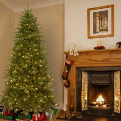7.5 ft. Pre-Lit Northern Spruce Memory-Shape Tree with PowerConnect Dual Color LED Lights and Music Match Full|Pre-Lit