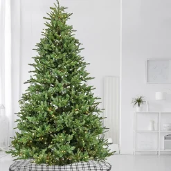 Best 10 ft. Pre-Lit Norway Spruce Hinged Tree with Warm White LED Lights Pre-Lit|Slim