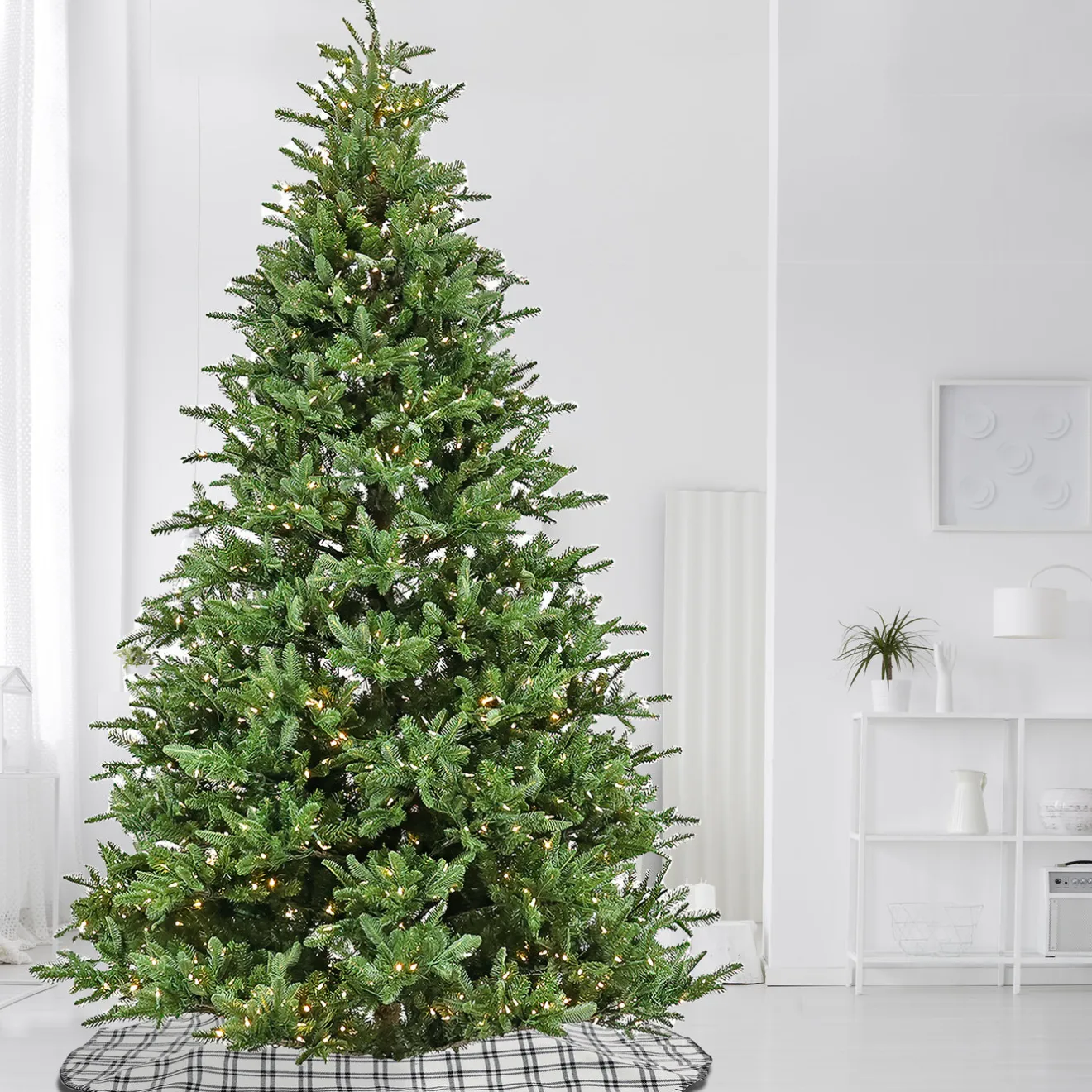 Best 10 ft. Pre-Lit Norway Spruce Hinged Tree with Warm White LED Lights Pre-Lit|Slim