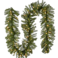 Clearance 9 ft. Pre-Lit Norwood Fir Garland with Clear Lights - 12 in Diameter Pre-Lit Christmas Garlands|7-10 Feet Christmas Garlands