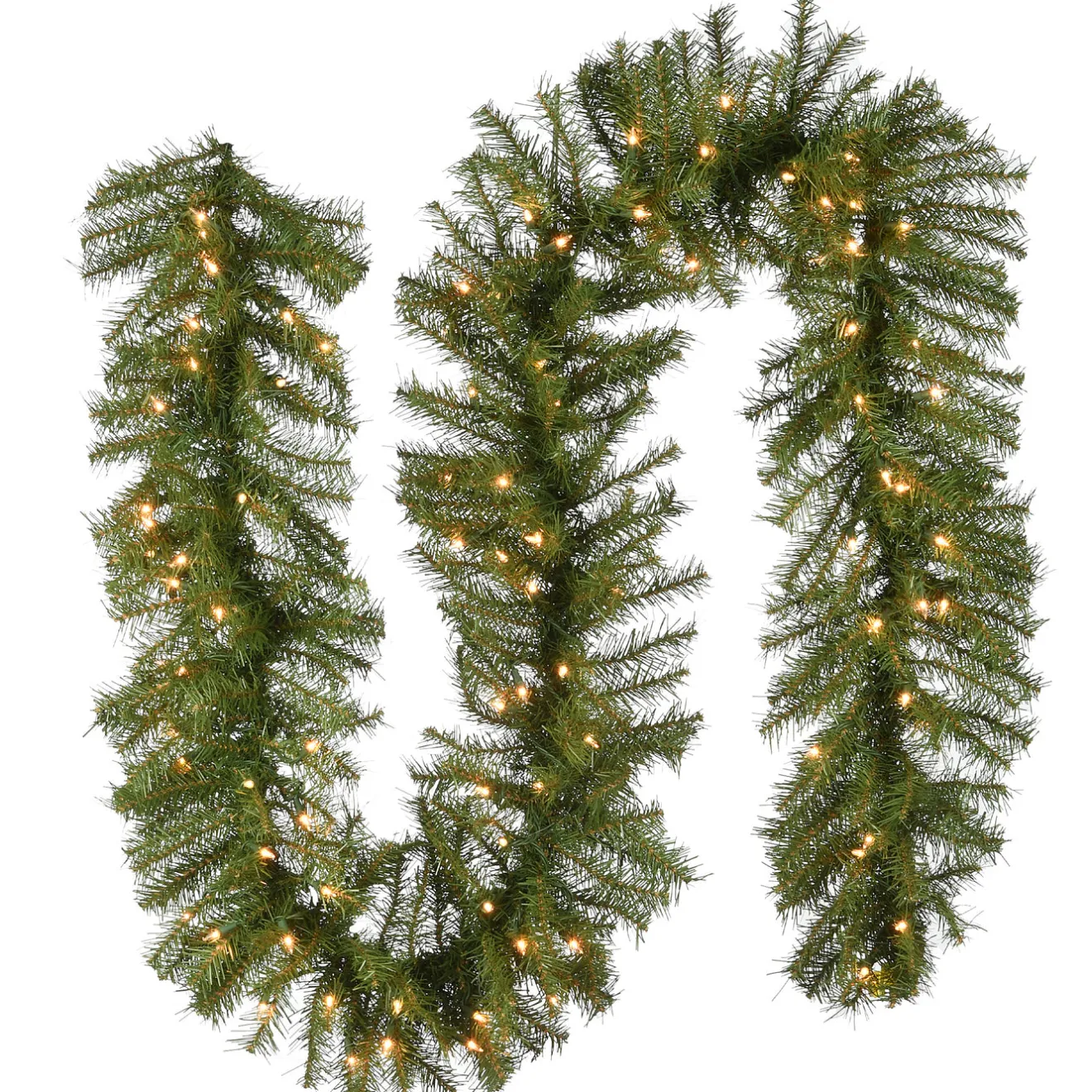 Clearance 9 ft. Pre-Lit Norwood Fir Garland with Clear Lights - 12 in Diameter Pre-Lit Christmas Garlands|7-10 Feet Christmas Garlands