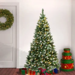 Online 6 ft. Pre-Lit Oakley Hills Snow Tree with Warm White LED Lights Full|6 To 6.5 Feet
