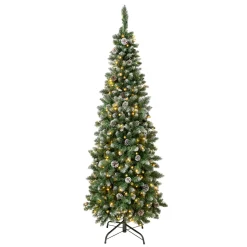 Best 6 ft. Pre-Lit Oakley Hills Snow Slim Tree with LED Lights Slim|Pre-Lit
