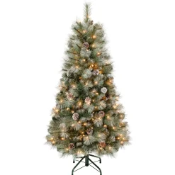 Outlet 4.5 ft. Pre-Lit Perry Mixed Pine Tree with Clear Lights Full|Pre-Lit