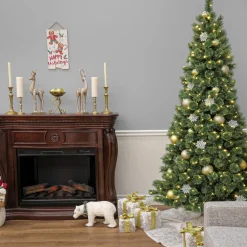 Discount 7.5 ft. Pre-Lit Pilchuck Pine Tree with LED Lights Pre-Lit|Slim