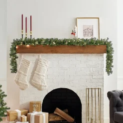Discount 9 ft. Pre-Lit Plug-In Norwood Fir Garland with Clear Lights - 10 in Diameter Pre-Lit Christmas Garlands|7-10 Feet Christmas Garlands