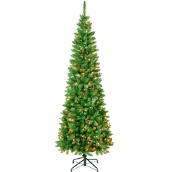 Clearance 7.5 ft. Pre-Lit Rowan Pencil Slim Tree with Multicolor Lights Slim|Pre-Lit