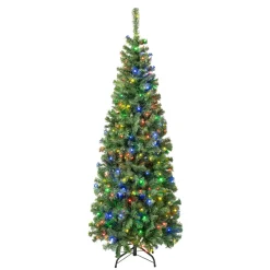 6 ft. Pre-Lit Sagamore Slim Tree with Multi LED Lights Slim|Pre-Lit