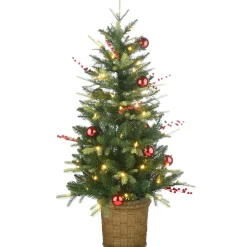 4 ft. Pre-Lit Scotch Creek Fir Tree with LED Lights Slim|Pre-Lit