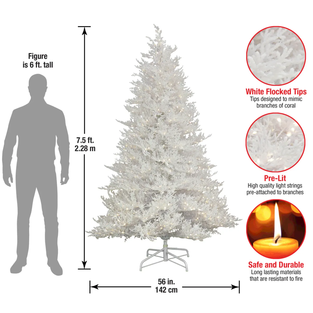 Discount 7.5 ft. Pre-Lit Sea Coral Tree with Warm White LED Lights Full|Pre-Lit