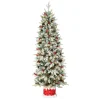 Outlet 5 ft. Pre-Lit Snowberry Pine Half Tree with Clear Lights Slim|5 To 5.5 Feet