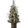 Online 4 ft. Pre-Lit Snowy Bedford Pine Tree with Clear Lights Pre-Lit|Entrance