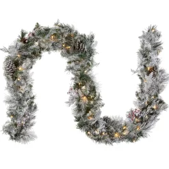 9 ft. Pre-Lit Snowy Bedford Pine Garland with LED Lights Pre-Lit Christmas Garlands|7-10 Feet Christmas Garlands