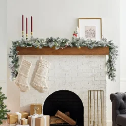 9 ft. Pre-Lit Snowy Bedford Pine Garland with LED Lights Pre-Lit Christmas Garlands|7-10 Feet Christmas Garlands