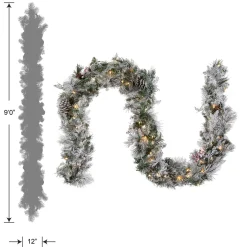 9 ft. Pre-Lit Snowy Bedford Pine Garland with LED Lights Pre-Lit Christmas Garlands|7-10 Feet Christmas Garlands
