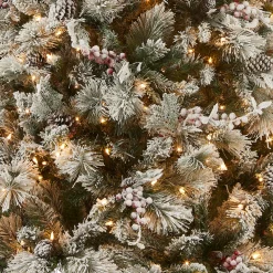 Online 7.5 ft. Pre-Lit Snowy Bedford Pine Tree with Clear Lights Full|Pre-Lit
