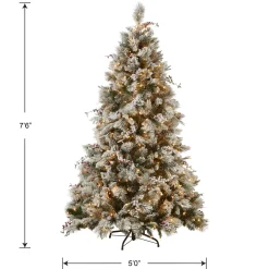 Online 7.5 ft. Pre-Lit Snowy Bedford Pine Tree with Clear Lights Full|Pre-Lit