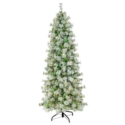 7.5 ft. Pre-Lit Snowy Bottle Brush Slim Tree with Clear Lights Slim|7 To 7.5 Feet
