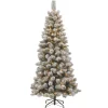 Sale 7.5 ft. Pre-Lit Snowy Bristle Pine Slim Tree with Clear Lights Slim|Pre-Lit