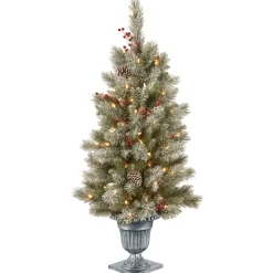 Outlet 4 ft. Pre-Lit Snowy Bristle Berry Tree with Clear Lights Pre-Lit|Entrance