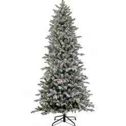 Discount 7 ft. Pre-Lit Snowy Calton Pine Tree with LED Lights Full|Pre-Lit