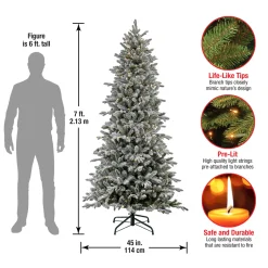 Discount 7 ft. Pre-Lit Snowy Calton Pine Tree with LED Lights Full|Pre-Lit