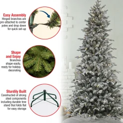 Discount 7 ft. Pre-Lit Snowy Calton Pine Tree with LED Lights Full|Pre-Lit