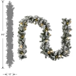 Hot 9 ft. Pre-Lit Snowy Camden Garland with Clear Lights Pre-Lit Christmas Garlands|7-10 Feet Christmas Garlands