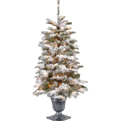 Best 4 ft. Pre-Lit Snowy Camden Tree with Clear Lights Full|Pre-Lit