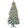 Clearance 6.5 ft. Pre-Lit Snowy Chatham Slim Tree with Warm White LED Lights Pre-Lit|Slim