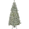 Best 6.5 ft. Pre-Lit Snowy Chatham Slim Tree with PowerConnect Dual Color LED Lights Slim|Pre-Lit