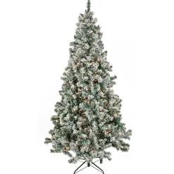 New 6.5 ft. Pre-Lit Snowy Crestview Tree with Clear Lights Full|Pre-Lit