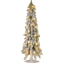 Hot 3 ft. Pre-Lit Snowy Downswept Forest Tree with Clear Lights Full|Pre-Lit