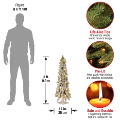 Hot 3 ft. Pre-Lit Snowy Downswept Forest Tree with Clear Lights Full|Pre-Lit