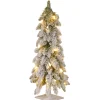 Discount 2 ft. Pre-Lit Snowy Downswept Forest Tree with Clear Lights Full|Pre-Lit