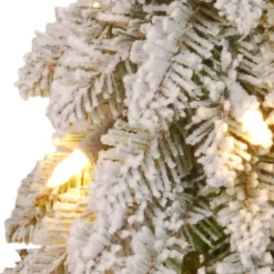 Discount 2 ft. Pre-Lit Snowy Downswept Forest Tree with Clear Lights Full|Pre-Lit