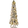 Discount 4 ft. Pre-Lit Snowy Downswept Forest Tree with Clear Lights Slim|Pre-Lit
