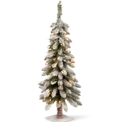 Sale 3 ft. Pre-Lit Snowy Downswept Forestree Tree with Clear Lights Full|Pre-Lit