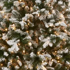 Discount 9 ft. Pre-Lit Snowy Everest Fir Medium Tree with Clear Lights Medium|Pre-Lit