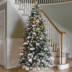 Discount 9 ft. Pre-Lit Snowy Everest Fir Medium Tree with Clear Lights Medium|Pre-Lit