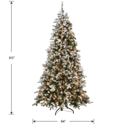 Discount 9 ft. Pre-Lit Snowy Everest Fir Medium Tree with Clear Lights Medium|Pre-Lit