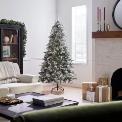 Discount 6.5 ft. Pre-Lit Snowy Everest Fir Medium Tree with Clear Lights Slim|Pre-Lit