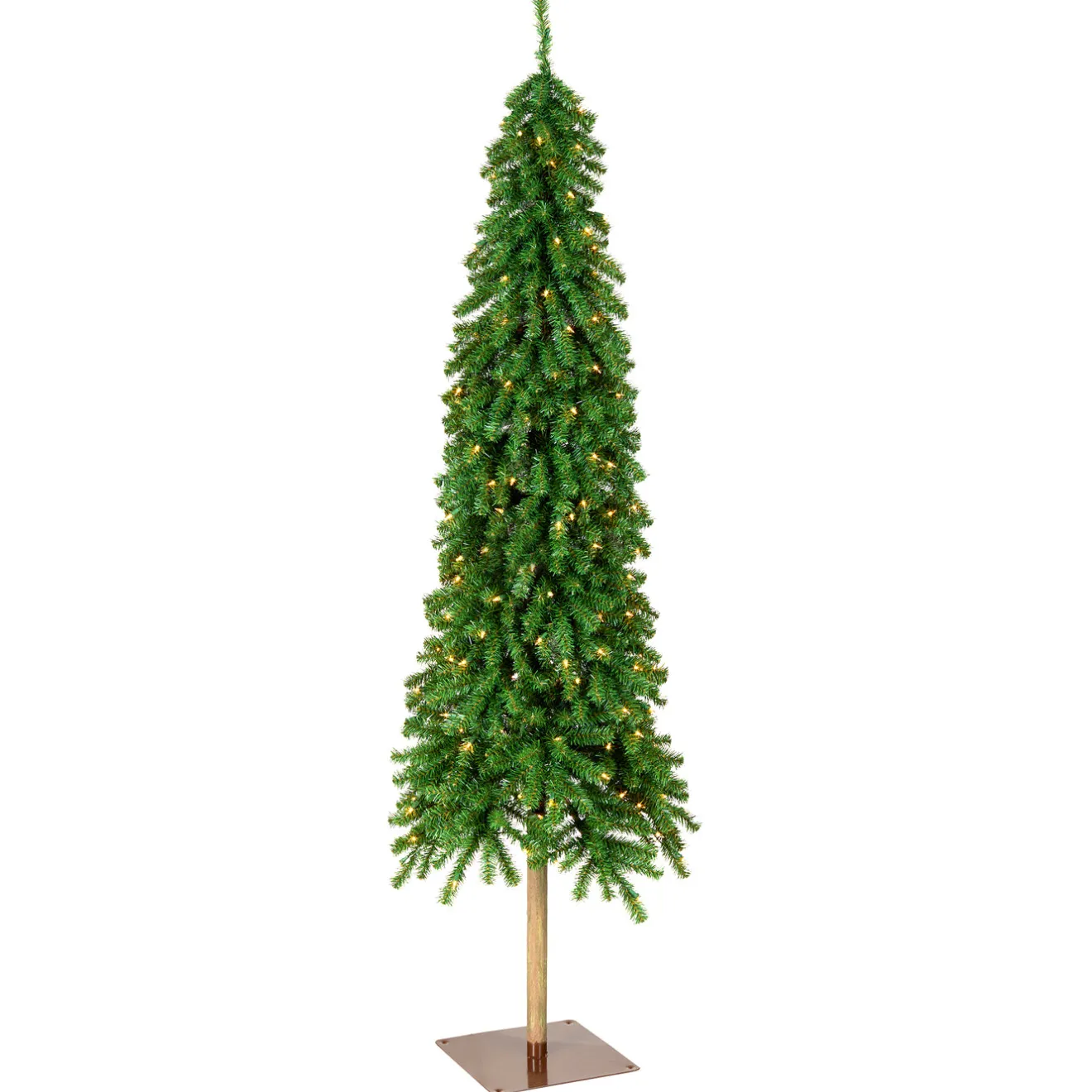 Clearance 6.5 ft. Pre-Lit Snowy Grand Alpine Pencil Slim Tree with Clear Lights Slim|6 To 6.5 Feet