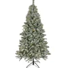 Best 7.5 ft. Pre-Lit Snowy Harwich Tree with PowerConnect Warm White LED Lights Full|Pre-Lit