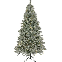 Sale 9 ft. Pre-Lit Snowy Harwich Hinged Tree with PowerConnect Warm White LED Lights Full|9 To 9.5 Feet