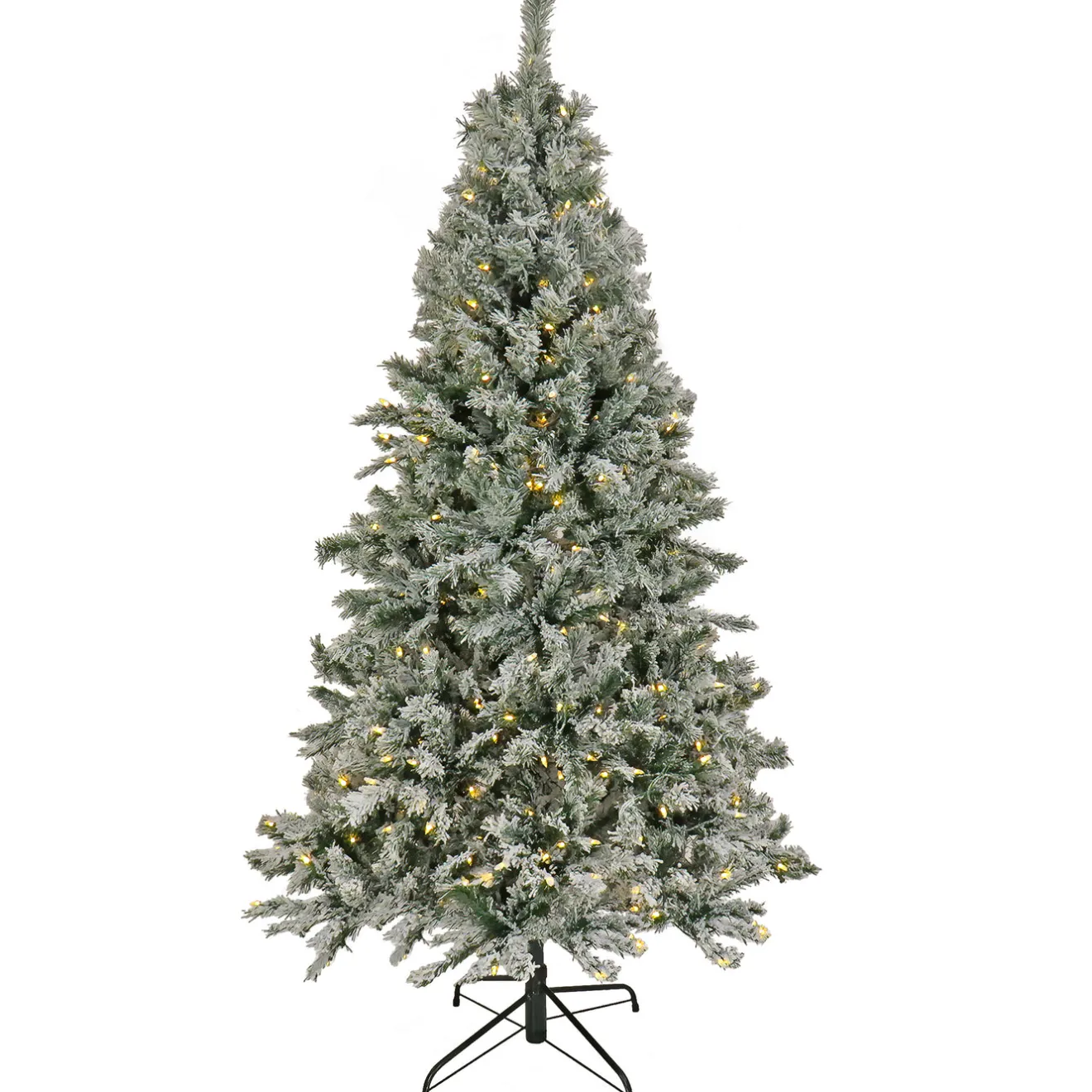 Discount 6.5 ft. Pre-Lit Snowy Harwich Hinged Tree with PowerConnect Warm White LED Lights Full|6 To 6.5 Feet