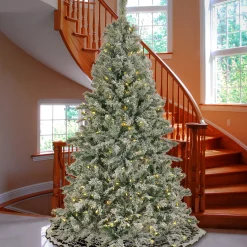 Discount 9 ft. Pre-Lit Snowy Harwich Tree with PowerConnect Dual Colored LED Lights Pre-Lit|Full